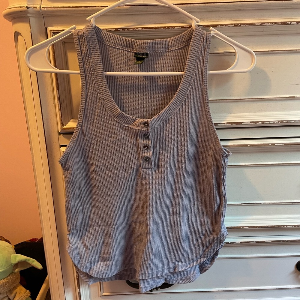 Dusty Purple Ribbed Cropped Tank Top